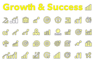 Collection of Growth and Success Icons for Business and Financial Concepts