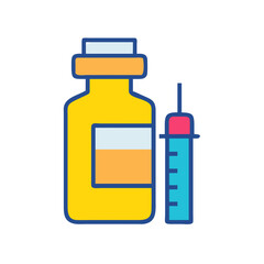 Medical vial and syringe icon illustration