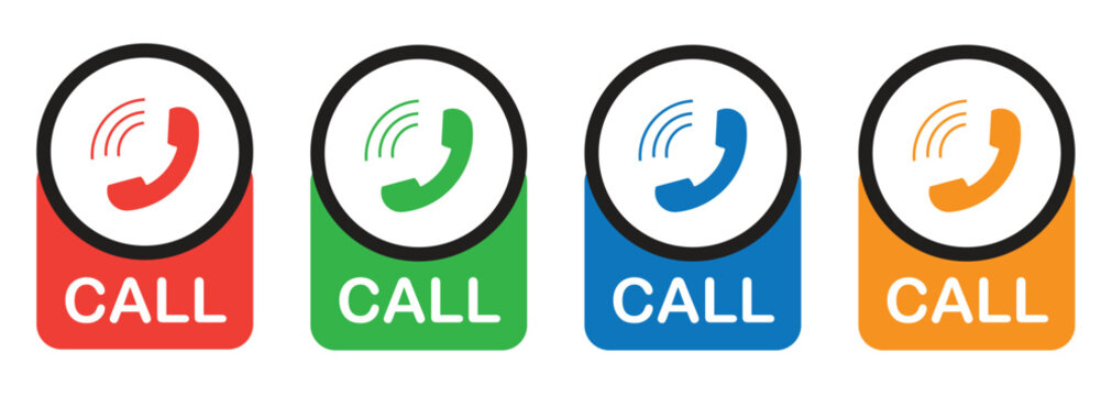 set of call button vector, emergency hotline icon
