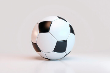 A solitary soccer ball on a pristine white background and surface