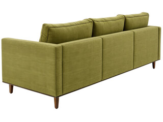 Cotton Sectional Sofa Cozy cotton sectional sofa in green hue, PNG on transparent background