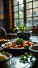 Delicious AsianInspired Dish with Vegetables and Herbs