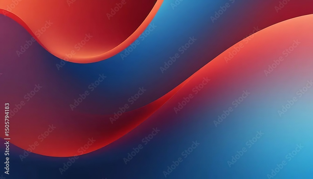 Poster abstract flowing red and blue gradient background evokes smooth curves and dynamic visual movement.