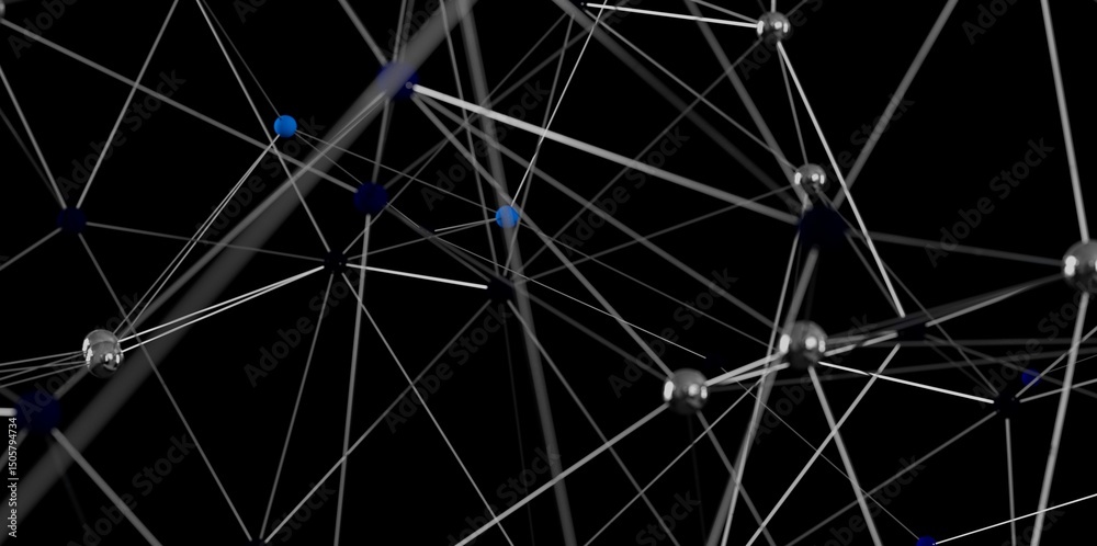 Aufkleber Stock photo of an abstract network connection with nodes and lines. Perfect for technology, connectivity, and network concepts.