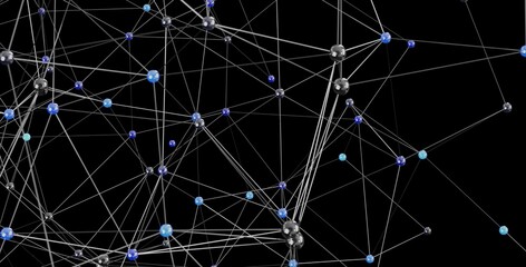 3D rendering of a complex network. Ideal for technology, connection, and global concepts.