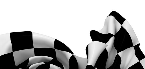 High-resolution image of a checkered racing flag waving dramatically. Perfect for sports,...