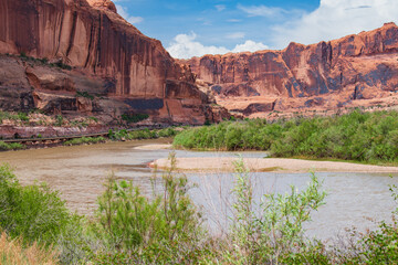 Colorado River winding through Moab, Utah along Potash Road