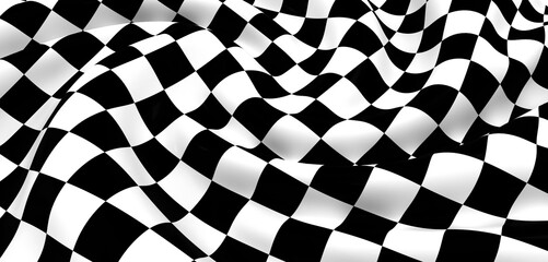 Black and white checkered flag, perfect for racing, sports, and competition themes. High-resolution...