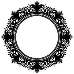 Ornate circular frame with intricate floral patterns and decorative details, perfect for vintage or elegant design projects. frame intricate design adds touch of sophistication