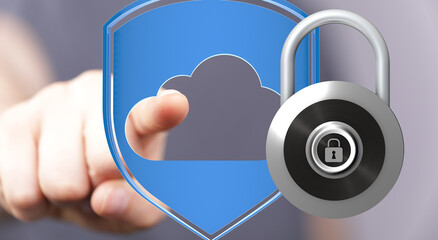 Protecting your cloud data is crucial.  This image depicts secure cloud access and strong...