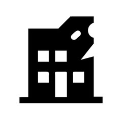 Icon of a damaged building to signify destruction or disrepair	