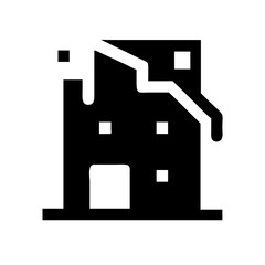 Icon of a damaged building to signify destruction or disrepair	