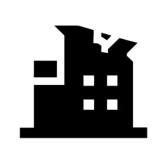 Icon of a damaged building to signify destruction or disrepair	