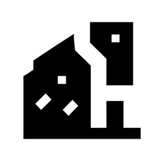 Icon of a damaged building to signify destruction or disrepair	