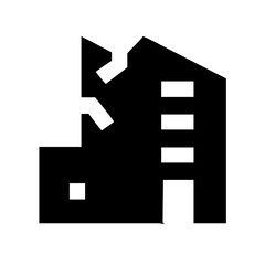 Icon of a damaged building to signify destruction or disrepair	
