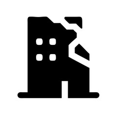 Icon of a damaged building to signify destruction or disrepair	