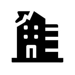 Icon of a damaged building to signify destruction or disrepair