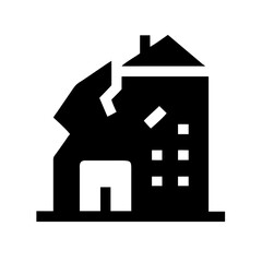 Icon of a damaged building to signify destruction or disrepair