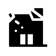 Icon of a damaged building to signify destruction or disrepair