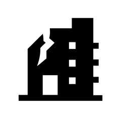 Icon of a damaged building to signify destruction or disrepair