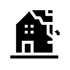 Icon of a damaged building to signify destruction or disrepair