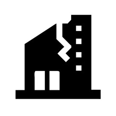 Icon of a damaged building to signify destruction or disrepair