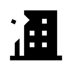 Icon of a damaged building to signify destruction or disrepair