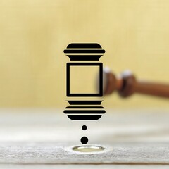 Obraz premium Criminal Law Restrictions concept. Abstract legal concept with gavel and empty frame.