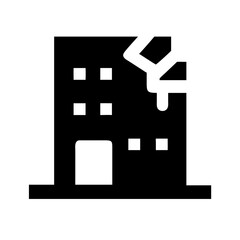 Icon of a damaged building to signify destruction or disrepair