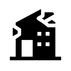 Icon of a damaged building to signify destruction or disrepair