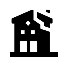 Icon of a damaged building to signify destruction or disrepair