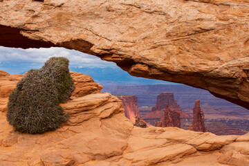 View through Mesa Arch, Canyonlands, National Park, USA
