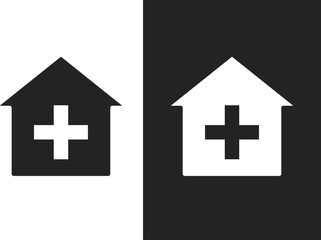 Obraz premium Hospital icon set. medical building. Health insurance. Healthcare and Medicine. help symbol. infirmary logo. medical health care Clinic 