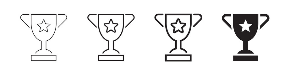 trophy icon Vector Set. Simple Outline and Flat Style illustration