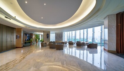Obraz premium luxury hotel lobby modern architecture and marble floors elegant interior design contemporary comfort