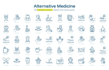 Alternative Medicine line icon pack. Alternative Medicine Stroke icon set. Editable Stroke icon