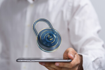Safeguard your data! This image depicts a digital lock on a smartphone, symbolizing secure mobile...