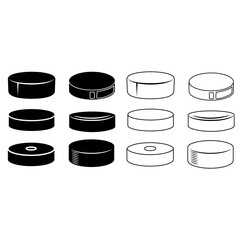 Hockey puck icon vector set. Hockey illustrator sign collection. Puck symbol or logo.