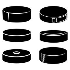 Hockey puck icon vector set. Hockey illustrator sign collection. Puck symbol or logo.