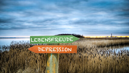 Signposts the direct way to happiness versus depression
