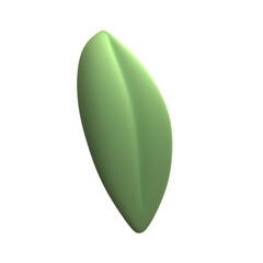 Simple smooth 2 green leaves 3D render