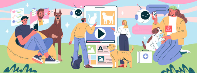 AI Vet Consultant. Flat Vector Illustration
