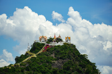 Beautiful city landscape from the viewpoint at Prachuap Khiri Khan Province, Thailand. Wat Khao...