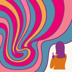 Woman Back View Abstract Swirl Background