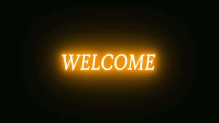animation of the welcome word in Yellow neon . suitable for the video's introduction or greetings. neon-animated video Over a digital background, welcome words. 4k animation