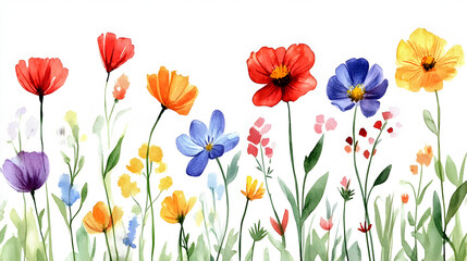 Fototapeta premium colorful spring flowers, water color