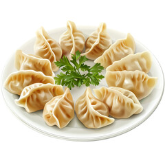 A plate of dumplings, transparent background PNG image.