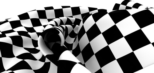 High-resolution image of a waving checkered flag, perfect for backgrounds or design projects.