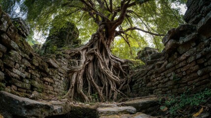 Ancient Ruins Embrace Nature's Embrace