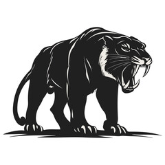 Fototapeta premium saber-toothed tiger, animal, vector, transparent background, tiger, mammal, wildlife, feline, isolated, nature, predator, cute, safari, symbol